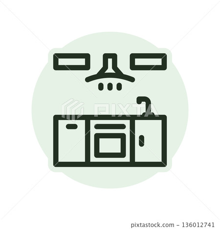 A minimal flat design icon with a modern look kitchen A minimal flat design icon with a modern look kitchen 136012741