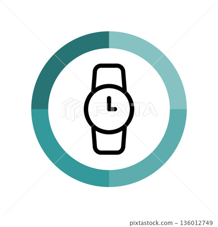A minimal flat design icon with a modern look wrist watch A minimal flat design icon with a modern look wrist watch 136012749