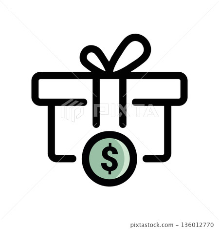 A minimal flat design icon with a modern look gift, money 136012770