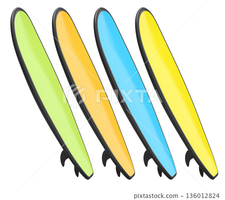 Set of surfboard for summer surfing on surf board on white background. 136012824