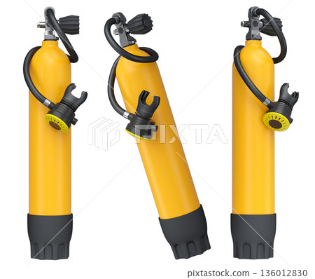 Set of diving tank full oxygen for snorkeling on white background. Set of diving tank full oxygen for snorkeling on white background. 136012830