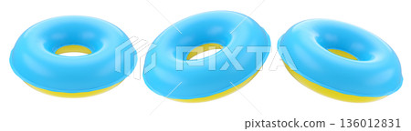 Set of inflatable rings for kids in swimming pool on white background. Set of inflatable rings for kids in swimming pool on white background. 136012831