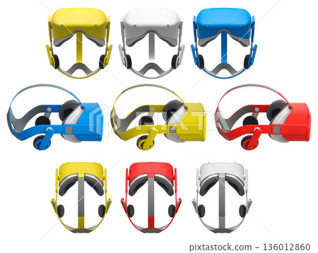 Virtual reality glasses and headset isolated on white background with clipping path Virtual reality glasses and headset isolated on white background with clipping path 136012860