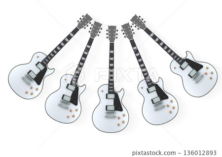Set of electric acoustic guitars isolated on white background. 136012893
