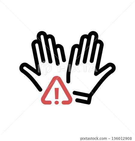 A minimal flat design icon with a modern look hands, warning A minimal flat design icon with a modern look hands, warning 136012908