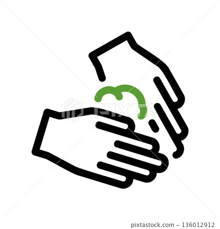 A minimal flat design icon with a modern look hand washing 136012912