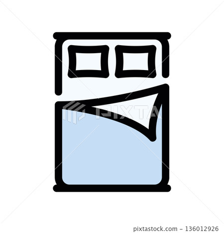 A minimal flat design icon with a modern look bed, top view A minimal flat design icon with a modern look bed, top view 136012926