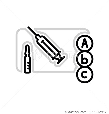 A minimal flat design icon with a modern look vitamins in injections 136012937
