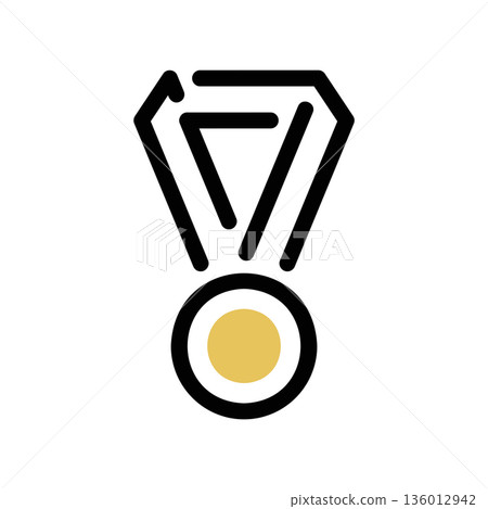 A minimal flat design icon with a modern look gold medal A minimal flat design icon with a modern look gold medal 136012942
