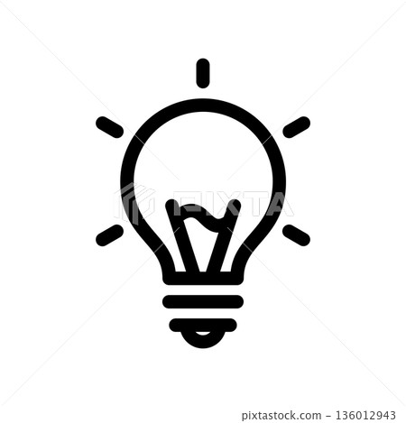 A minimal flat design icon with a modern look light bulb 136012943