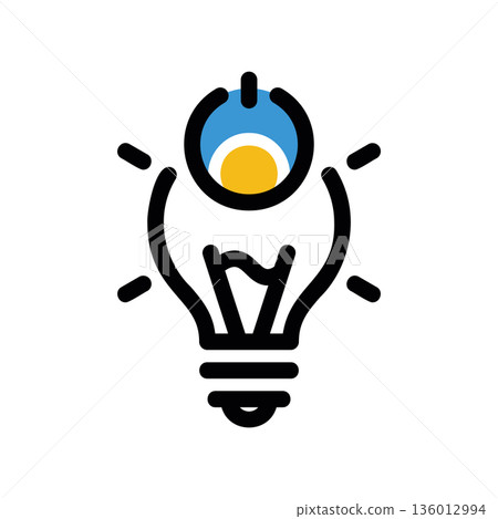 A minimal flat design icon with a modern look light bulb A minimal flat design icon with a modern look light bulb 136012994