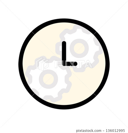 A minimal flat design icon with a modern look wall clock A minimal flat design icon with a modern look wall clock 136012995