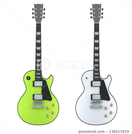 Set of electric acoustic guitar isolated on white transparent background. Set of electric acoustic guitar isolated on white transparent background. 136013059