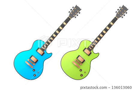 Set of electric acoustic guitar isolated on white transparent background. Set of electric acoustic guitar isolated on white transparent background. 136013060