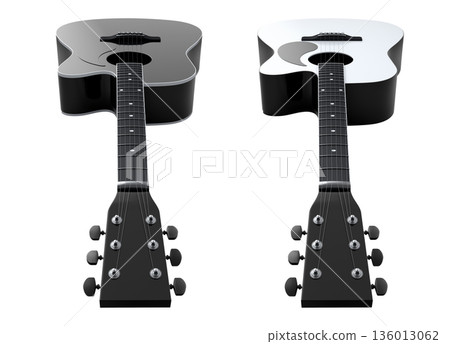 Set of electric acoustic guitar isolated on white transparent background. Set of electric acoustic guitar isolated on white transparent background. 136013062