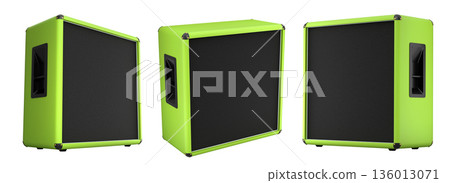 Set of classical electric and acoustic guitar amplifier isolated on white background. 136013071