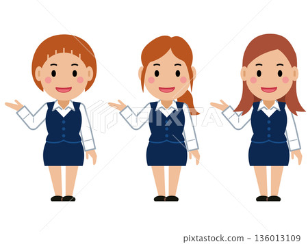 Smiling at me. Young woman in navy business uniform. Part 2 136013109