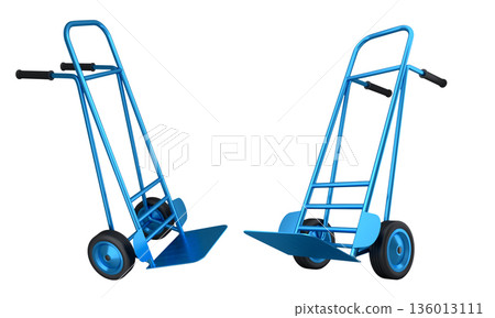Set of Empty hand truck or dolly for delivery and carrying isolated on white background Set of Empty hand truck or dolly for delivery and carrying isolated on white background 136013111