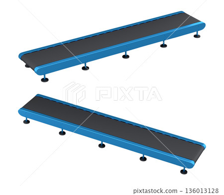 Set of Airport conveyor belt, line or baggage claim area on white background Set of Airport conveyor belt, line or baggage claim area on white background 136013128