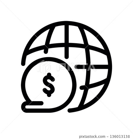 A minimal flat design icon with a modern look global currency A minimal flat design icon with a modern look global currency 136013138