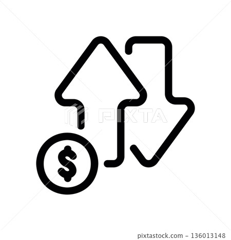 A minimal flat design icon with a modern look money transaction A minimal flat design icon with a modern look money transaction 136013148