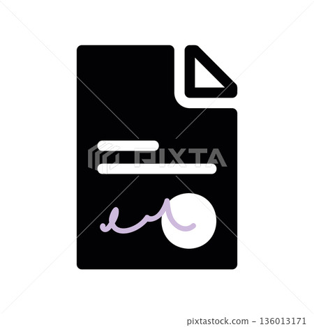 A minimal flat design icon with a modern look document, signature 136013171