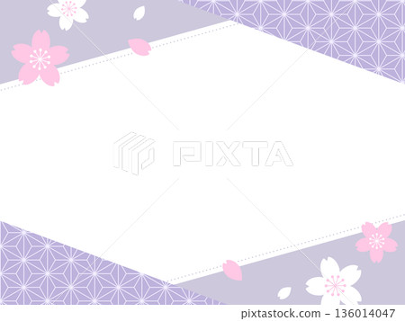 Cherry blossom and Japanese pattern frame 136014047
