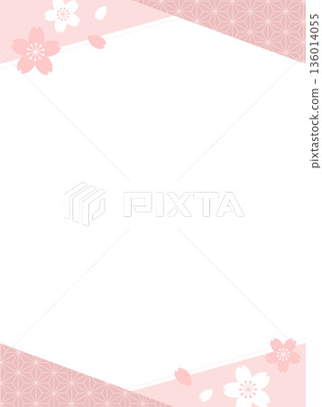 Cherry blossom and Japanese pattern frame 136014055