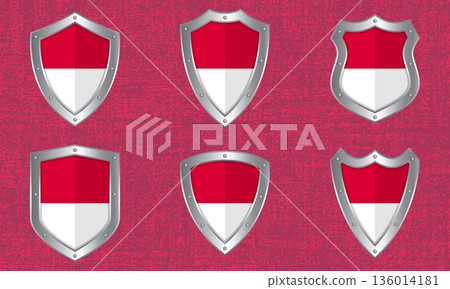 Set of metal shields with the Monaco flag Set of metal shields with the Monaco flag 136014181