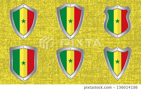 Set of metal shields with the Senegal flag Set of metal shields with the Senegal flag 136014186
