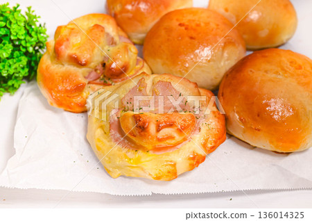 Baked savory bread 136014325