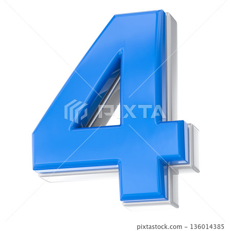 3d blue number 4 isolated on white 3d blue number 4 isolated on white 136014385
