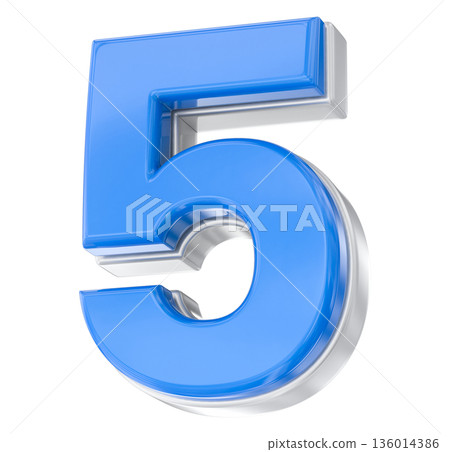 blue 3d number 5 isolated on white blue 3d number 5 isolated on white 136014386