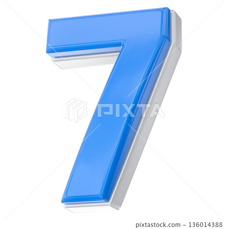 blue 3d number 7 with blue paint 136014388