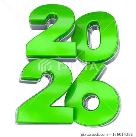green plastic number2026  isolated on white 136014391