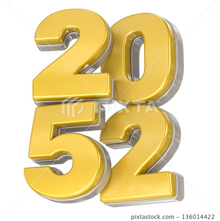 golden number 2052 with gold 3d golden number 2052 with gold 3d 136014422