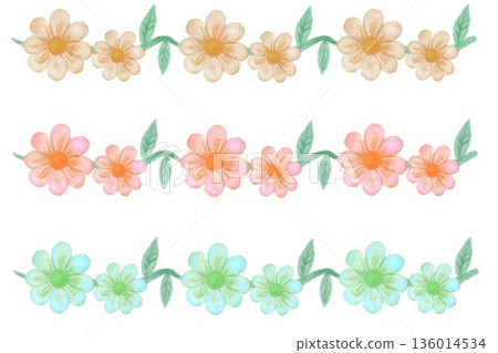 可愛的水彩彩色花卉擺飾套裝 136014534