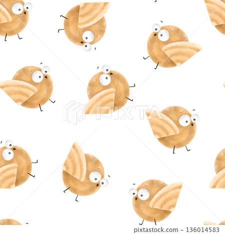 Easter seamless pattern. Funny chickens hand drawn pattern Easter seamless pattern. Funny chickens hand drawn pattern 136014583