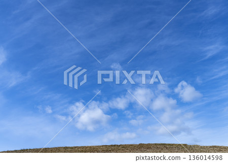 Winter sky, clouds and grassland Winter sky, clouds and grassland 136014598