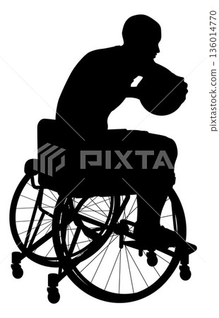 Basketball Wheelchair Man Basketballer Silhouette Basketball Wheelchair Man Basketballer Silhouette 136014770
