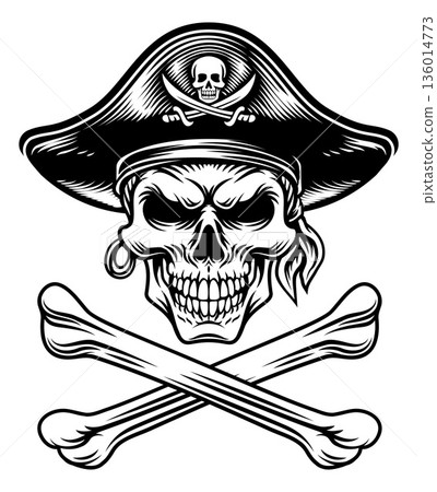 Skull Pirate Crossbones Crosssed Bones Design 136014773