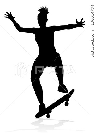 Woman Silhouette Female Skateboarder Girl 136014774