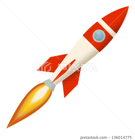 Cartoon Rocket Space Ship Retro Illustration 136014775