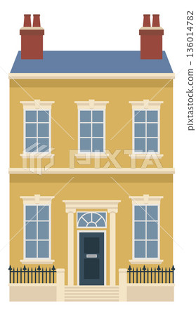House Old Vintage City Building Illustration 136014782