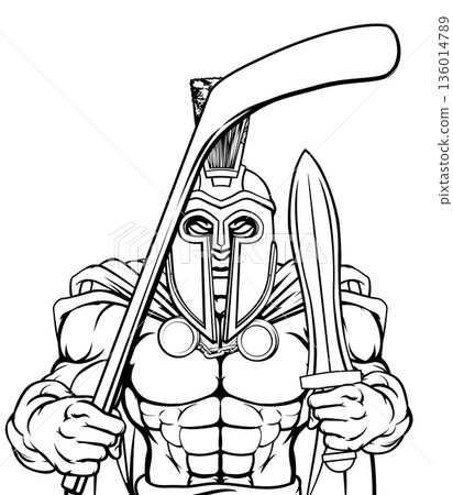 Spartan Trojan Man Ice Hockey Team Sports Mascot Spartan Trojan Man Ice Hockey Team Sports Mascot 136014789