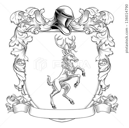 Heraldry Stag Deer Coat of Arms Heraldic Shield Heraldry Stag Deer Coat of Arms Heraldic Shield 136014790