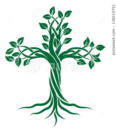 Christian Cross Tree of Life Icon Illustration Christian Cross Tree of Life Icon Illustration 136014791