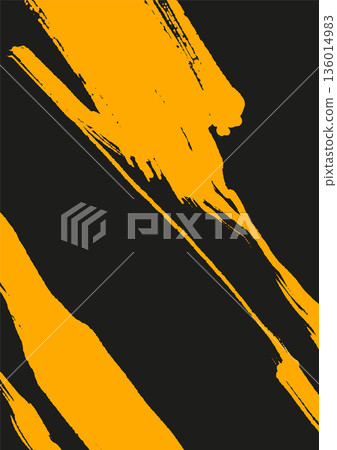 Japanese Yellow Ink Brush Stroke Vector Banner 136014983