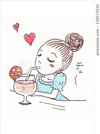 Woman drinking a cocktail Woman drinking a cocktail 136015026