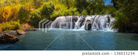 Drai Ega Waterfall Vietnam Highlands. Panorama Drai Ega Waterfall Vietnam Highlands. Panorama 136015234